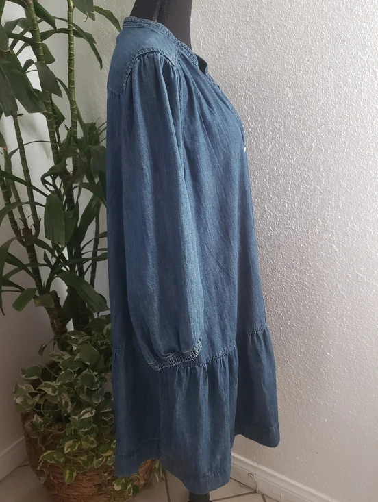 Free Assembly Relaxed Blue Denim-Style Long Sleeve Tunic Dress Size XXL - Picture 2 of 11